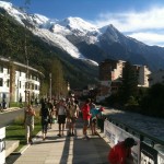 la dernière ligne droite la veille du départ, face au Mont Blanc